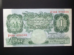**Excelente 1948 £1 'Z52A' nítido y limpio** 'GVF'+ Peppiatt ** Billete *** - Imagen 1 de 4