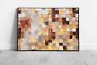 Golden Cream Brown Toned Angular Geometric Square Mosaic Style Pattern Abstract