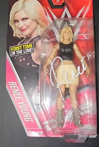 Firmado Autografiado 2016 Mattel WWE Series 60 Basic Renee Young Divas 1ª vez - Imagen 1 de 3