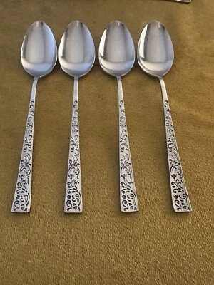 Set of 4 Stanley Roberts Stainless Soup Spoons "Madrilla" Pattern. - Image 1 of 4