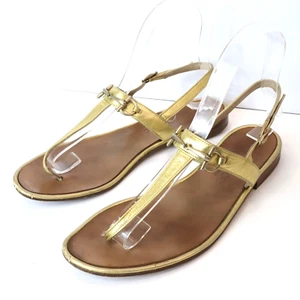 Gucci Metallic Gold Horsebit Sandals Flip Flops Leather Italy Women's 38 US 8 - Picture 1 of 11