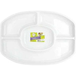 White Plastic Oval Chip Dip Snacks Nibbles Platter Tray Party Catering 47cm - Picture 1 of 2