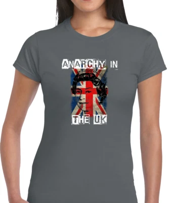 FRUIT OF THE LOOM / GILDAN UNION JACK ANARCHY LADIES T SHIRT PUNK MUSIC RETRO UK ANARCHY NORTHERN SOUL TOP