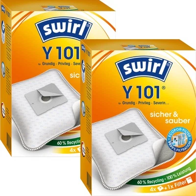 2 Packungen Swirl Y 101 | 8 Staubsaugerbeutel | für Grundig, Privileg, Severin - Bild 1 von 4