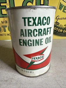 Frühe Vintage Texaco Flugzeug voll MOTOR ÖL alte Grafik 1 Quart Blechdose - Bild 1 von 9