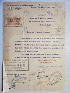 French Indochina Revenue Stamp Document, 1937 - Picture 1 of 2