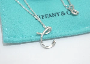 Tiffany & Co. Silber Peretti klein "C" Anfangsbuchstabe Anhänger Halskette 16" - Bild 1 von 7