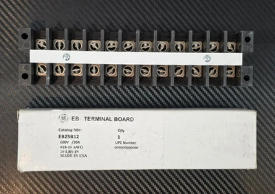 GE EB25B12 Terminal Block with Barrier 12 Position 0.63" Spacing 600V 30A - Image 1 of 4