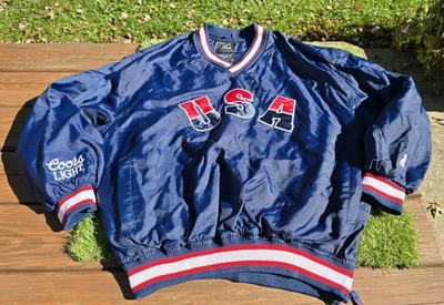 Vintage Dead Stock Starter USA Nylon (XL) V-Neck Jacket OLYMPICS Coors Light  - Image 1 of 4