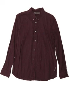 FRENCH CONNECTION Mens Shirt XL Burgundy Check Cotton CS65 - Picture 1 of 3
