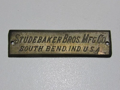 De colección Studebaker Bros MFG Co. South Bend IN Insignia de Metal Emblema Carro Buggy Barco Foto 1 de 2
