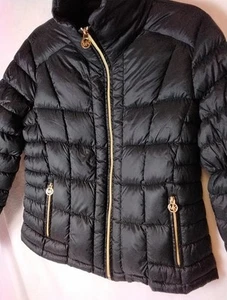 MICHAEL Michael Kors Packable Down Filled Black Jacket Gold Hardware Full Zip - Picture 1 of 8