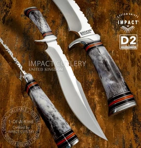 Model # 4702 Impact Cutlery Custom D2 Steel Bowie Knife with Bone Handle - Picture 1 of 13