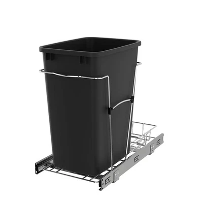Bote de basura extraíble Rev-A-Shelf 35 qt. para armarios de cocina, negro, RV-12KD-18C S Foto 1 de 4