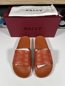 Gr. 12 Bally Scotty Herren Schlappen Gummi Mandarin Logo Sandalen Hergestellt in Italien NEU - Bild 1 von 7
