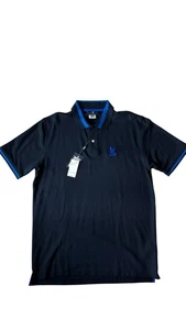 NWT $105.00 Psycho Bunny Men’s Hallow Pique Polo Shirt Sz 7 small Blue Dark Roya - Picture 1 of 7