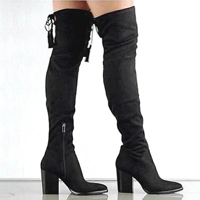 Botas Marc Fisher Alinda Sobre la Rodilla OTK Para Mujer 7 Tacones Muslo Hasta Borla Foto 1 de 4