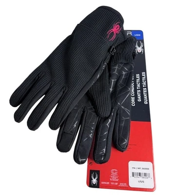 NWT Lot 2 Pr Spyder Core Conduct Gloves Womens L/G Touchscreen Compatible Black - Image 1 of 4