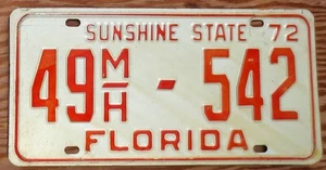 1972 Florida License Plate Number Tag - $2.99 Start - Picture 1 of 1