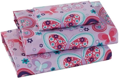 Juego de sábanas para niñas/adolescentes lavanda patrón mariposa púrpura turquesa nuevo # B... Foto 1 de 3