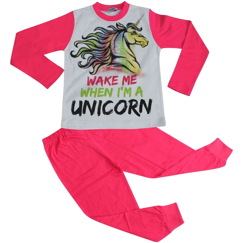 A2Z 4 KIDS® Kids Girls Pyjamas Wake Me When I'M A Unicorn Nightwear Loungewear Pink PJS 5-13