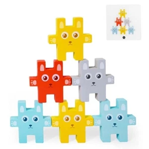 Wooden Rabbit Stacking Blocks Game Color Cognition Balance Educational Toy - Picture 1 of 5