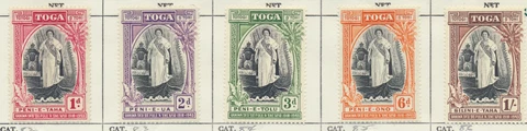 Tonga Stamps Scott #82 To 86, Mint Hinged Cover