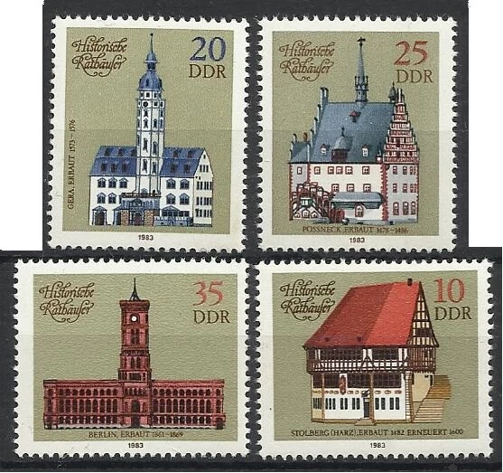 Germany DDR - 1983 4v. MNH Historical City Halls Buildings Architecture - Image 1 of 1