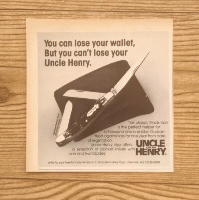1981 Uncle Henry Pocket Knife Official Promo Photo Vintage Magazine Print Ad  - Image 1 of 4