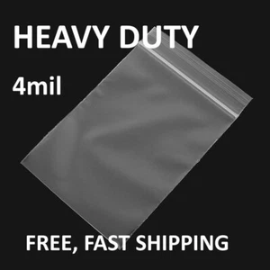 12"x15" CLEAR 4MIL ZIP SEAL TOP LOCK BAGS POLY PLASTIC RECLOSABLE ZIPPER BAGGIES - Picture 1 of 3