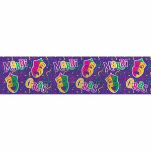 Mardi Gras Purple Comedy Tragedy Metallic Foil Fringe Banner 4 ft - Picture 1 of 1