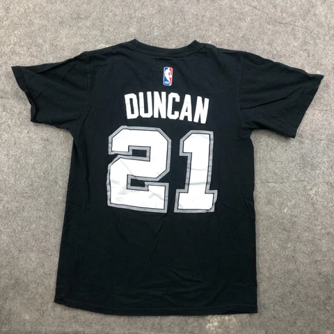 San Antonio Spurs Shirt Mens Small Tim Duncan Black Short Sleeve Graphic Adidas Cover