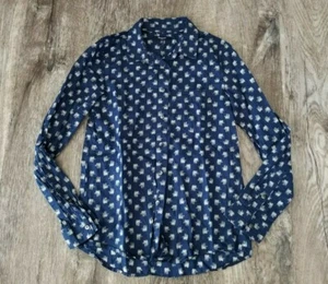 Womens MADEWELL Elephant Printed Shirt ~ Size XS ~ Navy Blue - Picture 1 of 4
