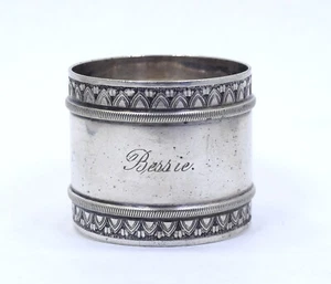 Antique BIRMINGHAM England Silver Plate 0355 a "BESSIE" Napkin Ring Holder - Picture 1 of 6