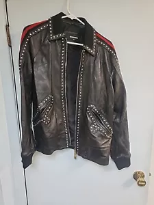 dsquared2 Leather Jacket Studded Leather Jacket Size 48 $2980 Black - Picture 1 of 11