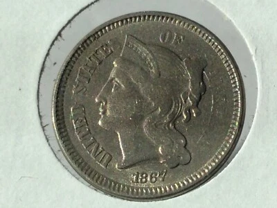 1867 3 Cent Nickel in uncirculated - Image 1 of 2