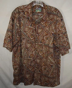 Reyn Spooner Paisley Brown Floral Camp Lounge Hawaiian Aloha Shirt Men's L - Picture 1 of 5