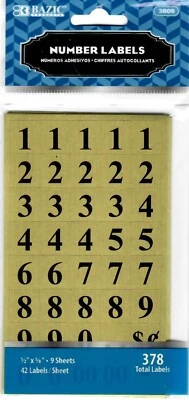 2 X Gold Foil Number Label - Pack by BAZIC (756 Total Labels) - Image 1 of 2
