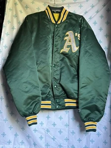 Vintage Oakland A's Diamond Collection Stater Jacket XL Satin Green MADE IN USA Neu ohne Etikett - Bild 1 von 16