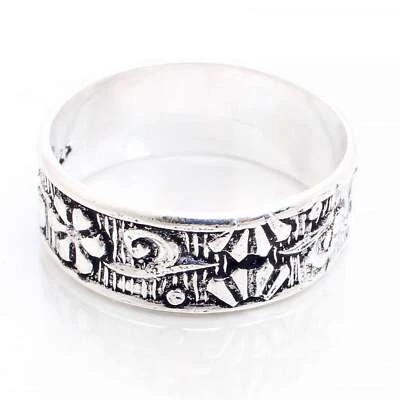 925 Placcato Argento Handmade Design Gioielli Regalo per Lei Anelli Misura 8.75 - Immagine 1 di 3