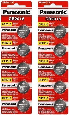 10 x PANASONIC CR 2016 CR2016 ECR2016 CÉLULA DE MOEDA DE LÍTIO Botão Bateria Expira em 2029 - Imagem 1 de 2