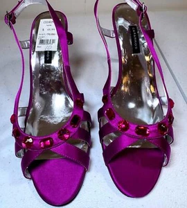 Caparros Purple Satin Heels with Gems - Picture 1 of 5