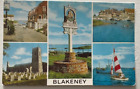 Blakeney, Norfolk multi view vintage Salmon postcard Church, sail boat, Harbour