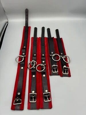 Soportes de gamuza y cuero rojo de 5 piezas. Hecho a medida hermoso, lux, cómodo Foto 1 de 4