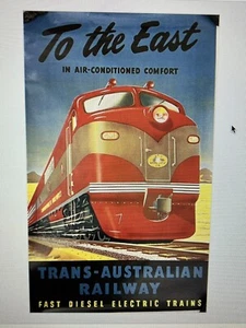 Vtg Trans Australian Railway Across Australia Travel Ad Art Print Poster - Picture 1 of 1