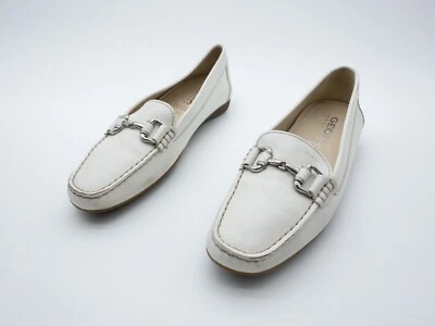 Geox Respira Femmes Mocassin Chaussure Basse Blanc Taille 39 Eu Art 18653-10 - Photo 1/4