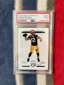Aaron Rodgers 2019 Panini Chronicles Vertex Platinum Foil 1/1 PSA 9 como nuevo - Imagen 1 de 1
