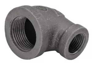 (10 Pack) 3/8" x 1/4" NPT Female Reducing Black Malleable Iron 90 Elbow 150 - Picture 1 of 2