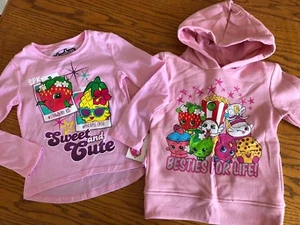 NEW Shopkins Hoodie & Top LOT Pink Long- Sleeved Besties Sweet & Cute NWT Girl 5 - Picture 1 of 5