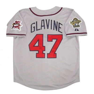 Camiseta de carretera gris Tom Glavine Atlanta Braves 1995 Serie Mundial para hombre (S-3XL) Foto 1 de 4